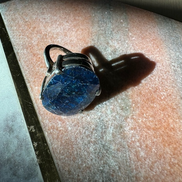 Raw sapphire ring amazing!~ real silver ring heavy excellent quality size 8 - Picture 8 of 16